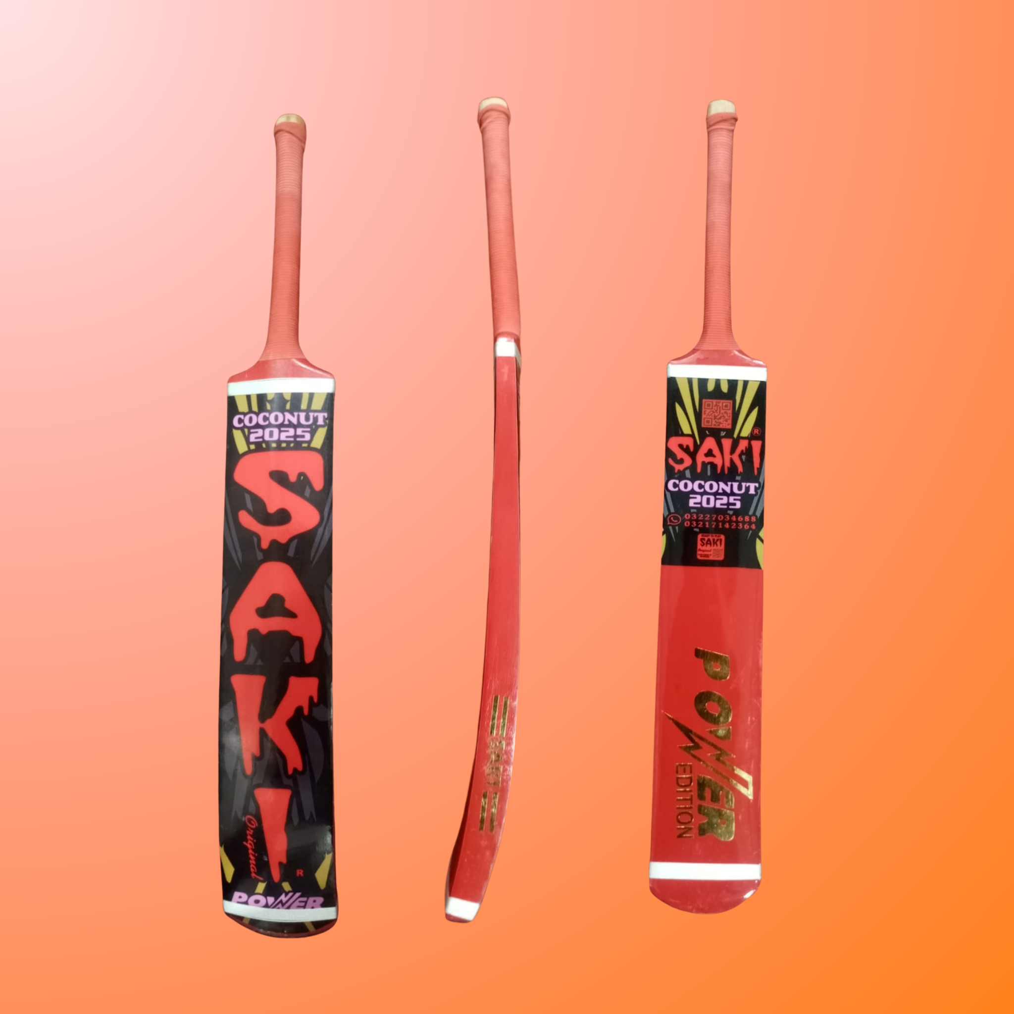 Saki Power Edition Sri lankan Coconut Professional 4 Band Tape Ball Bat