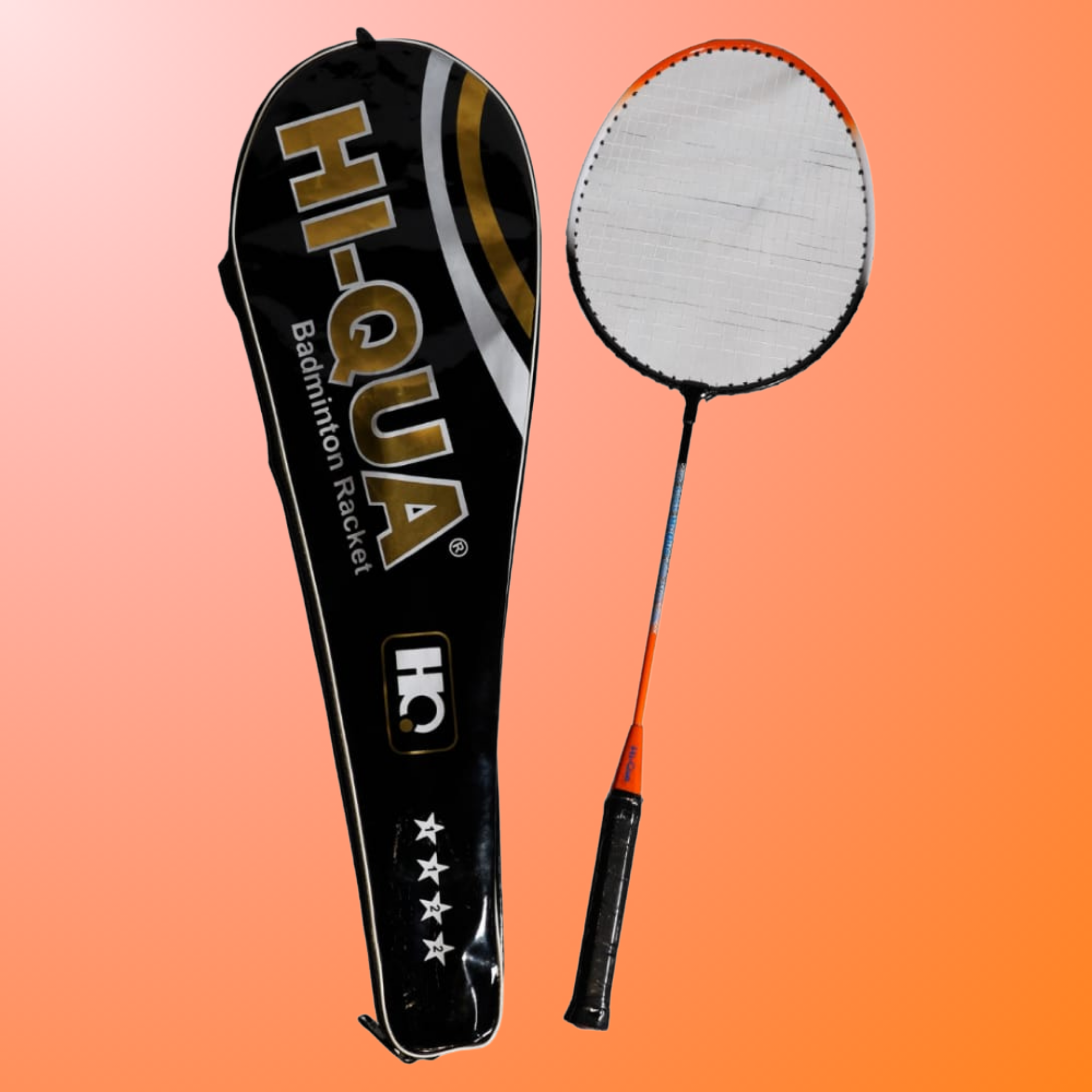 Hi-Qua 4-Star Badminton Racket with Premium Cover (Orange/Black)